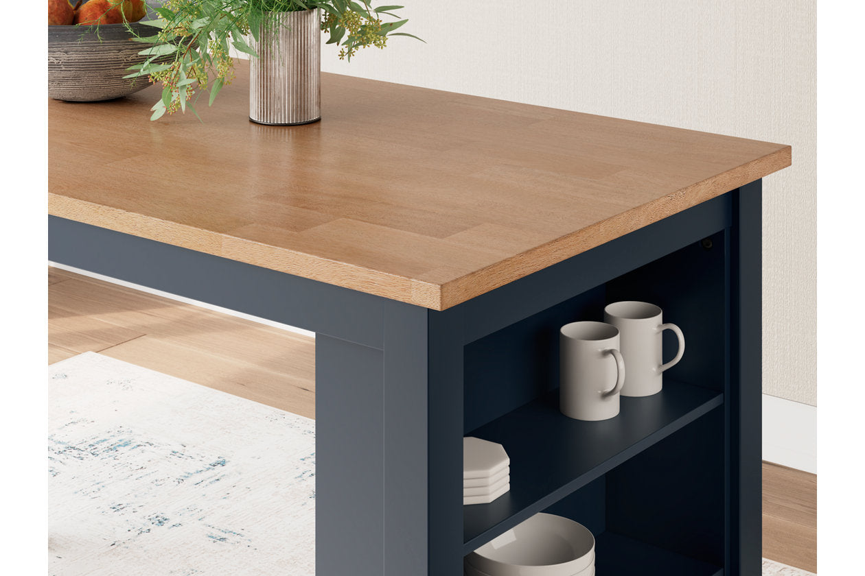 Gesthaven Natural/Blue Counter Height Dining Table and 2 Barstools - Ashley - Luna Furniture