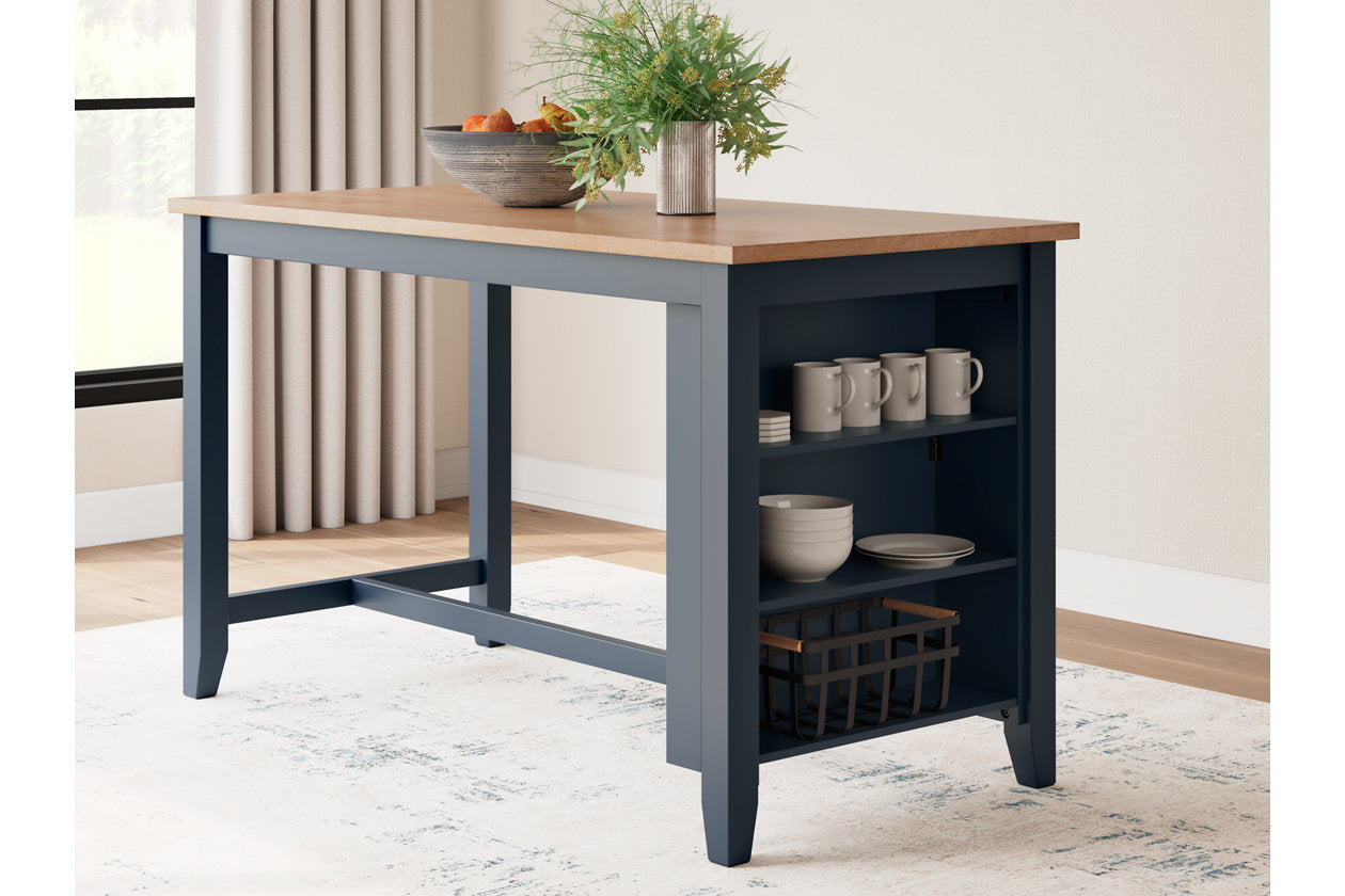 Gesthaven Natural/Blue Counter Height Dining Table and 2 Barstools - Ashley - Luna Furniture