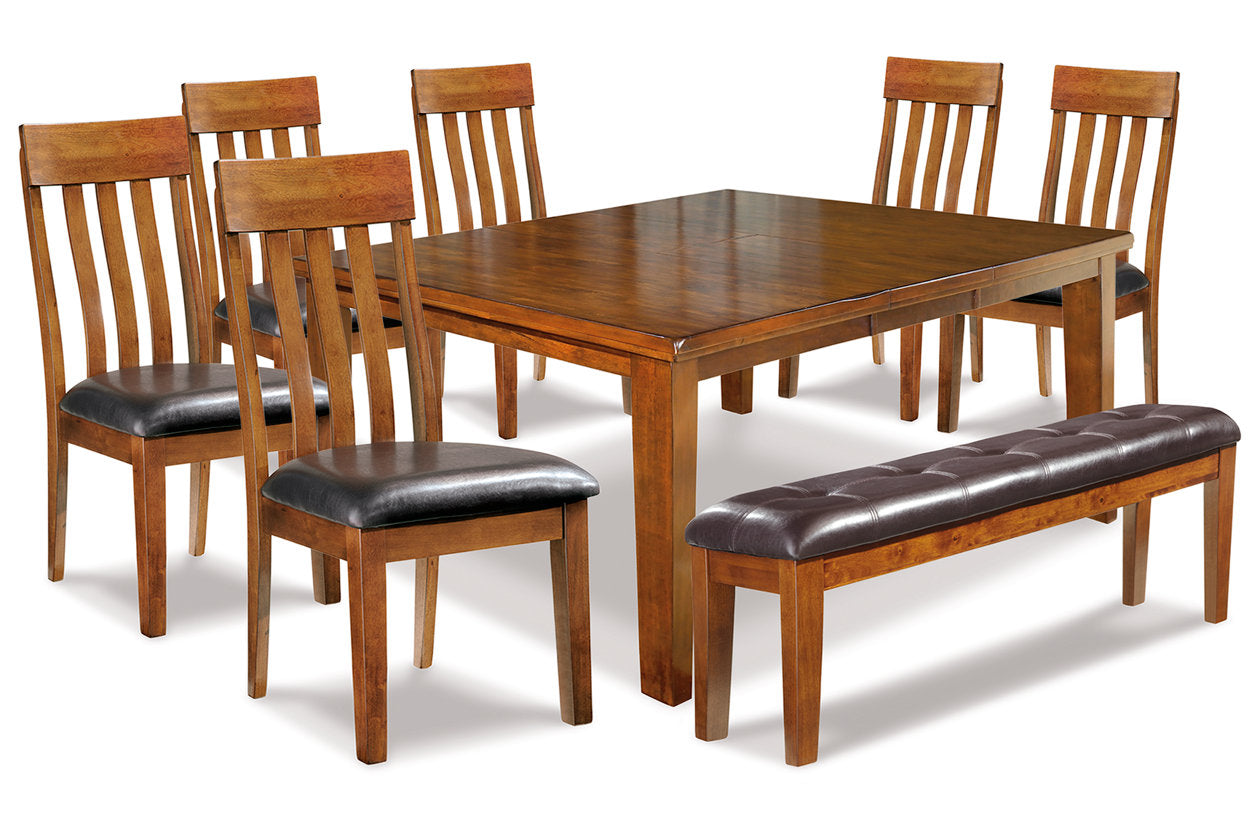 Ralene Medium Brown Dining Table and 6 Chairs and Bench from Ashley - Luna Furniture