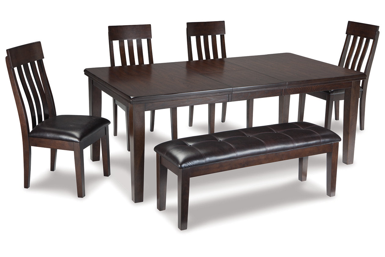 Haddigan Dark Brown Dining Table with 4 Chairs and Bench from Ashley - Luna Furniture