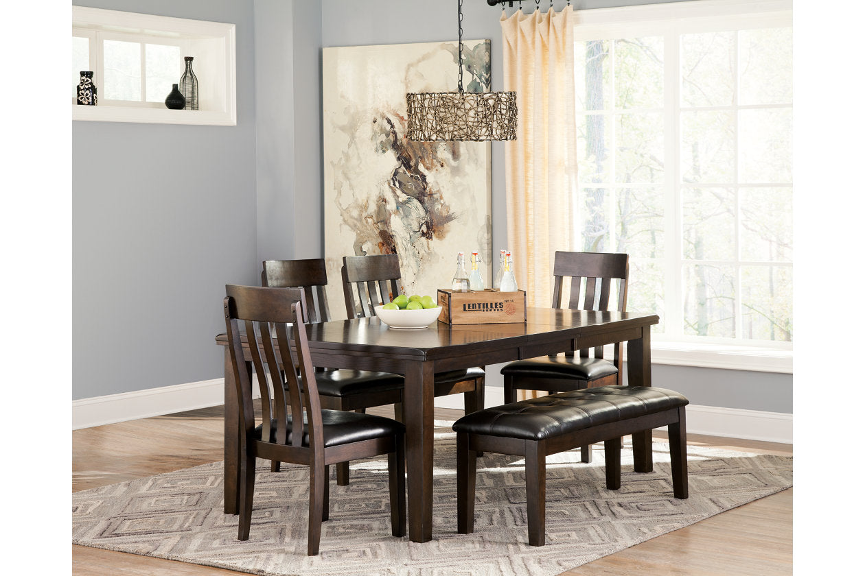Haddigan Dark Brown Dining Table with 4 Chairs and Bench from Ashley - Luna Furniture