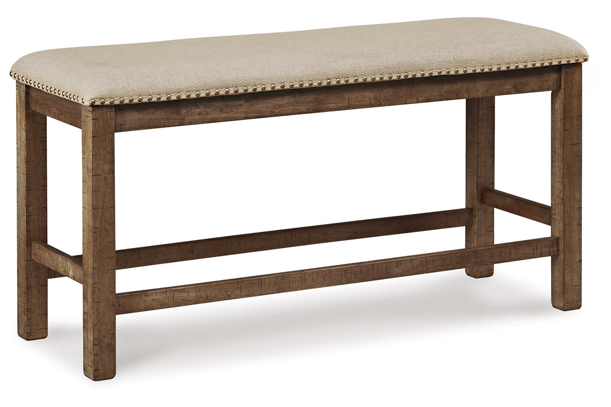 Moriville Beige Counter Height Dining Table and 2 Barstools and Bench - Ashley - Luna Furniture