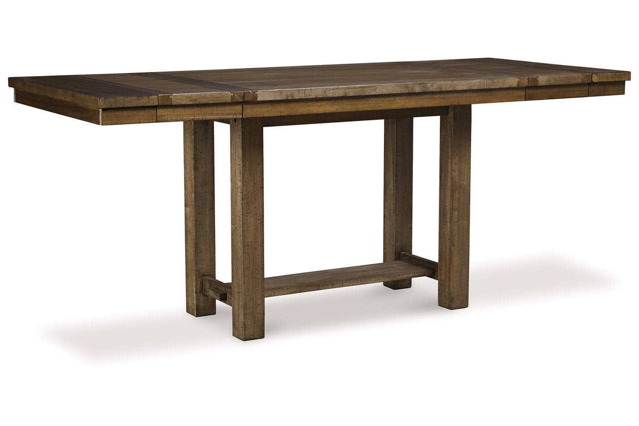 Moriville Beige Counter Height Dining Table and 2 Barstools and Bench - Ashley - Luna Furniture