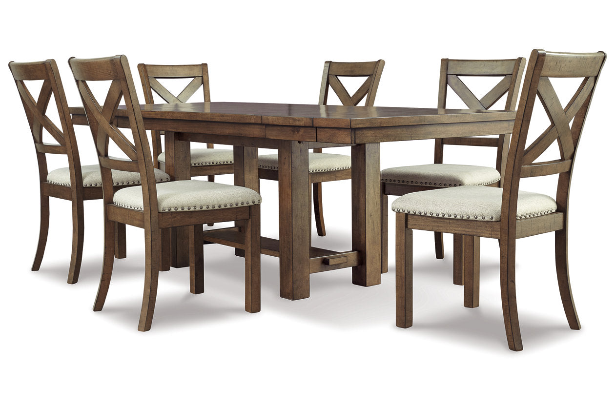 Moriville Beige Dining Table and 6 Chairs - Ashley - Luna Furniture