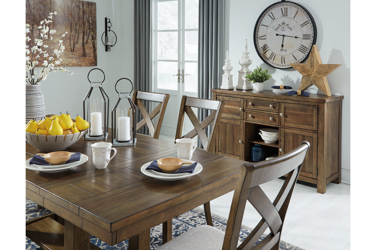 Moriville Beige Dining Table and 4 Chairs and Bench - Ashley - Luna Furniture