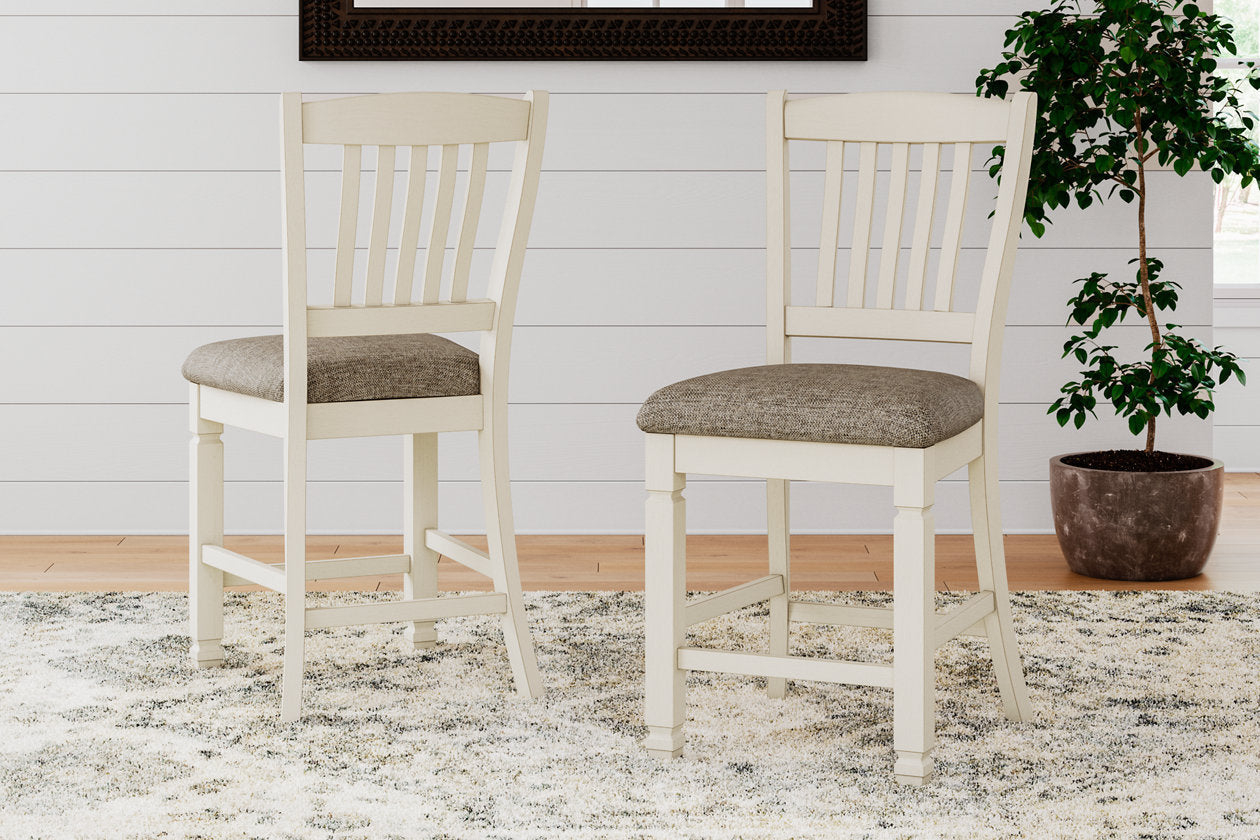 Bolanburg Two-tone Counter Height Table with 6 Barstools, Server and Display Cabinet - Ashley - Luna Furniture