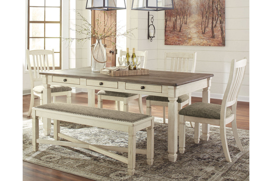 Bolanburg Antique White Dining Table with 4 Chairs and Bench from Ashley - Luna Furniture
