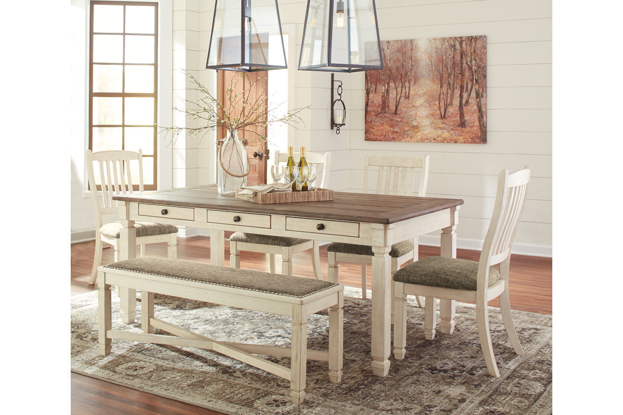Bolanburg Antique White Dining Table with 4 Chairs and Bench from Ashley - Luna Furniture