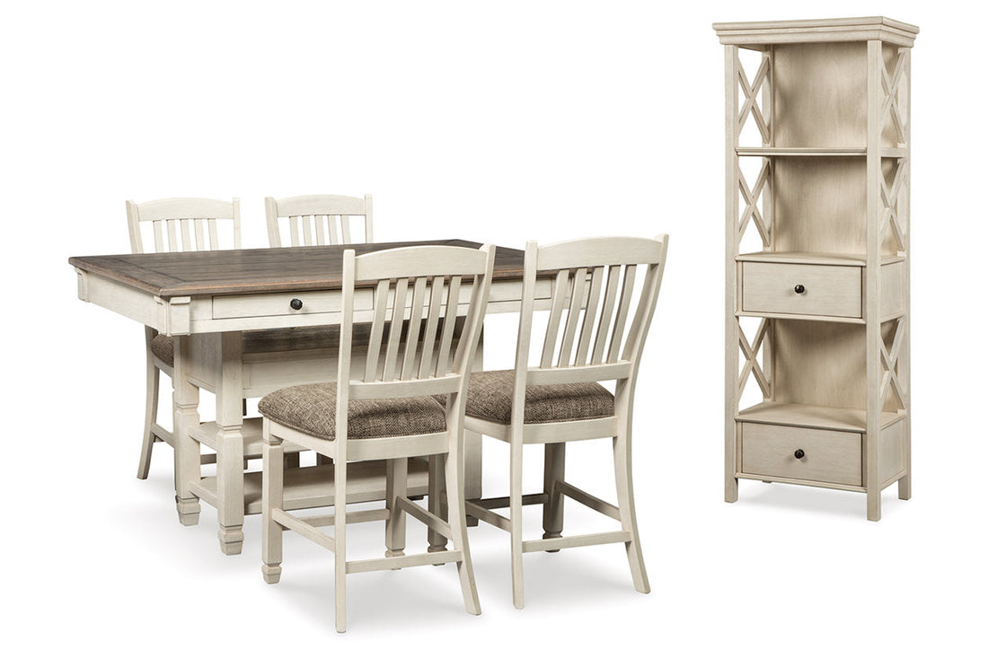 Bolanburg Two-tone Counter Height Dining Table and 4 Barstools with Display Cabinet - Ashley - Luna Furniture