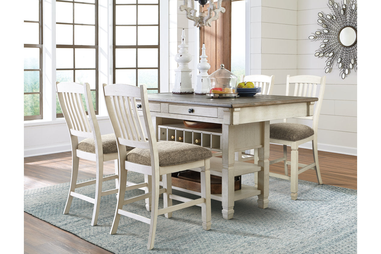 Bolanburg Two-tone Counter Height Dining Table with 4 Barstools - Ashley - Luna Furniture
