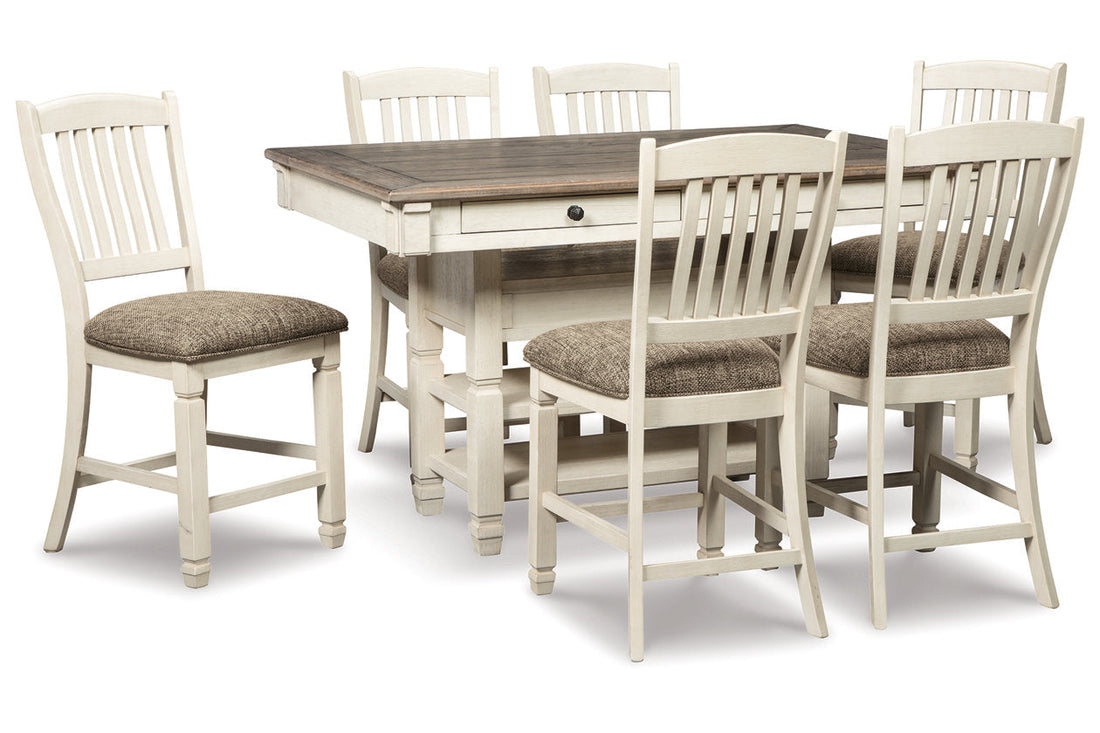 Bolanburg Two-tone Counter Height Dining Table with 6 Barstools - Ashley - Luna Furniture