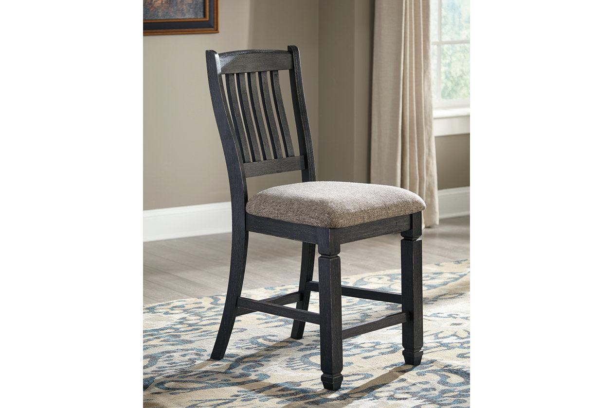 Tyler Creek Black/Grayish Brown Counter Height Table with 4 Barstools, Server and Display Cabinet from Ashley - Luna Furniture