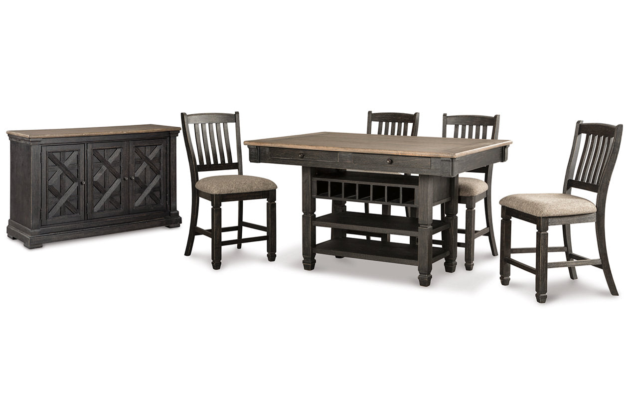 Tyler Creek Black/Grayish Brown Counter Height Dining Table and 4 Barstools with Server from Ashley - Luna Furniture
