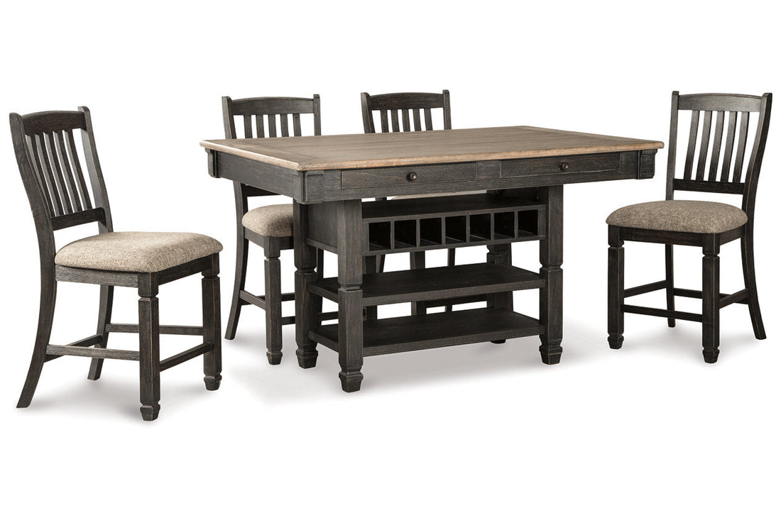 Tyler Creek Black/Gray Counter Height Dining Table with 4 Barstools from Ashley - Luna Furniture
