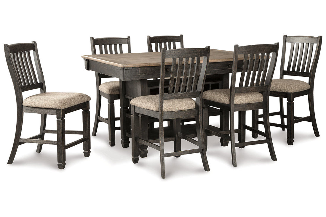 Tyler Creek Black/Gray Counter Height Dining Table and 6 Barstools from Ashley - Luna Furniture
