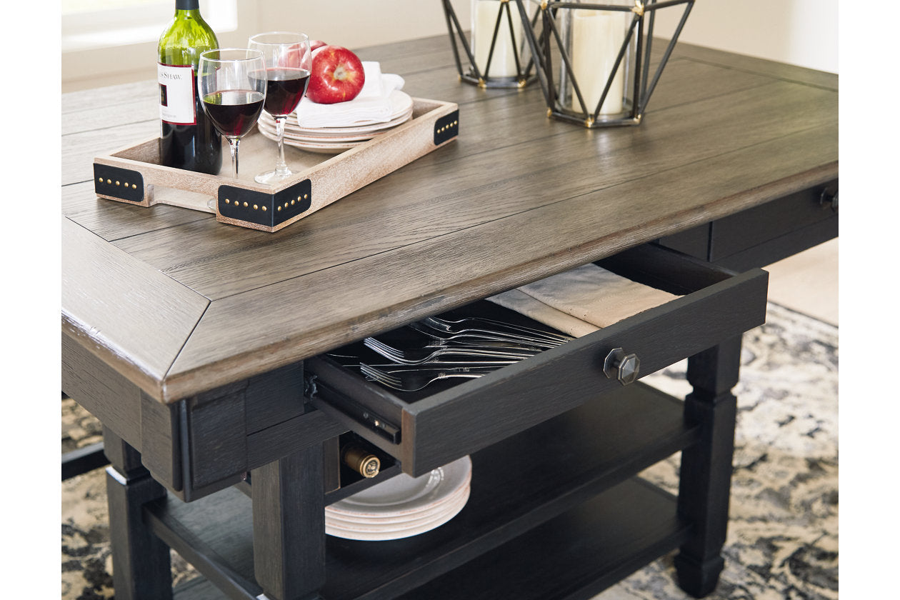 Tyler Creek Black/Gray Counter Height Dining Table and 4 Barstools and Bench from Ashley - Luna Furniture