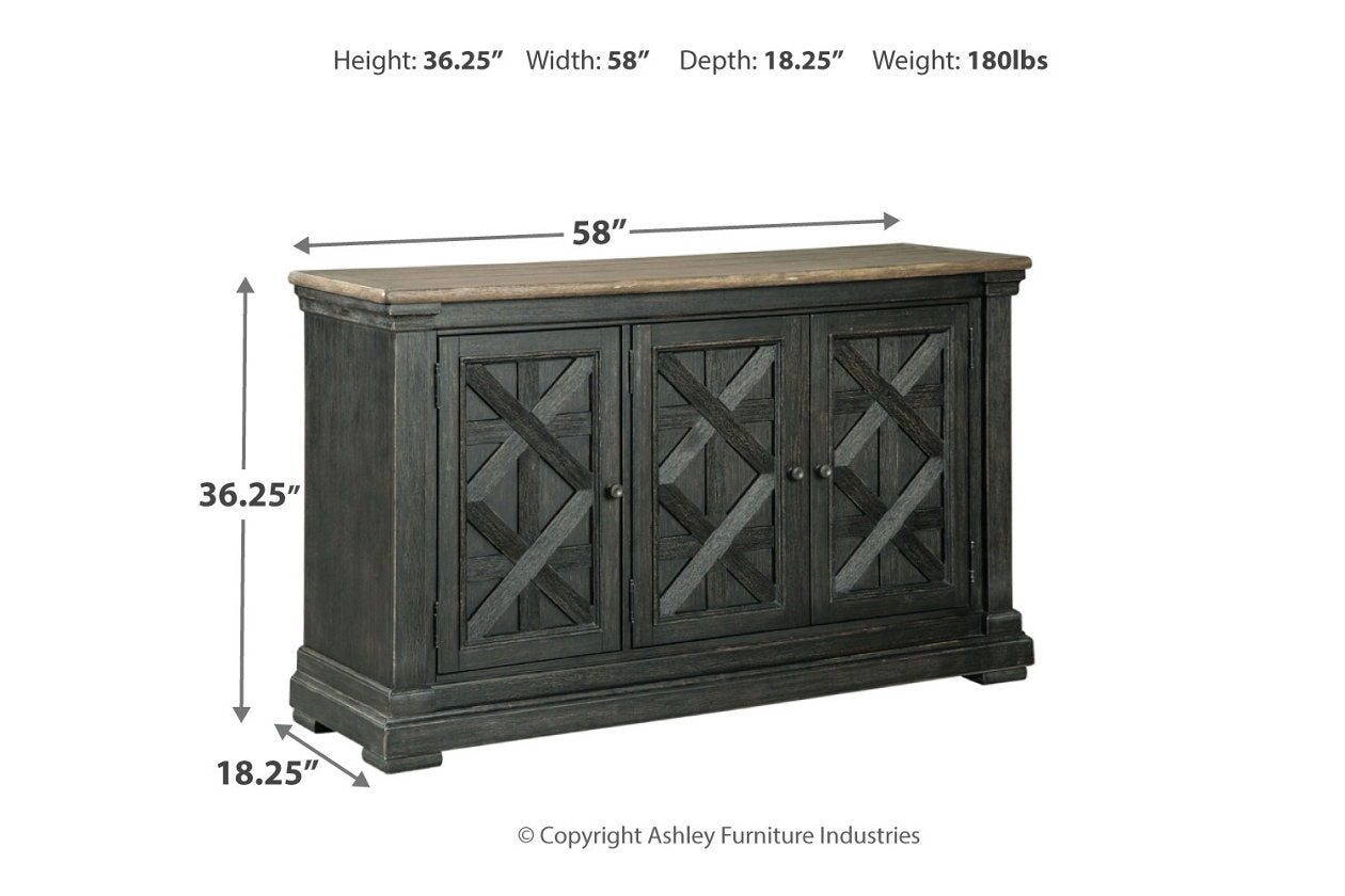 Tyler Creek Black/Grayish Brown Counter Height Table with 4 Barstools, Server and Display Cabinet from Ashley - Luna Furniture