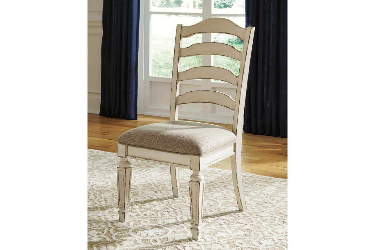 Realyn Chipped White Dining Table and 4 Chairs - Ashley - Luna Furniture