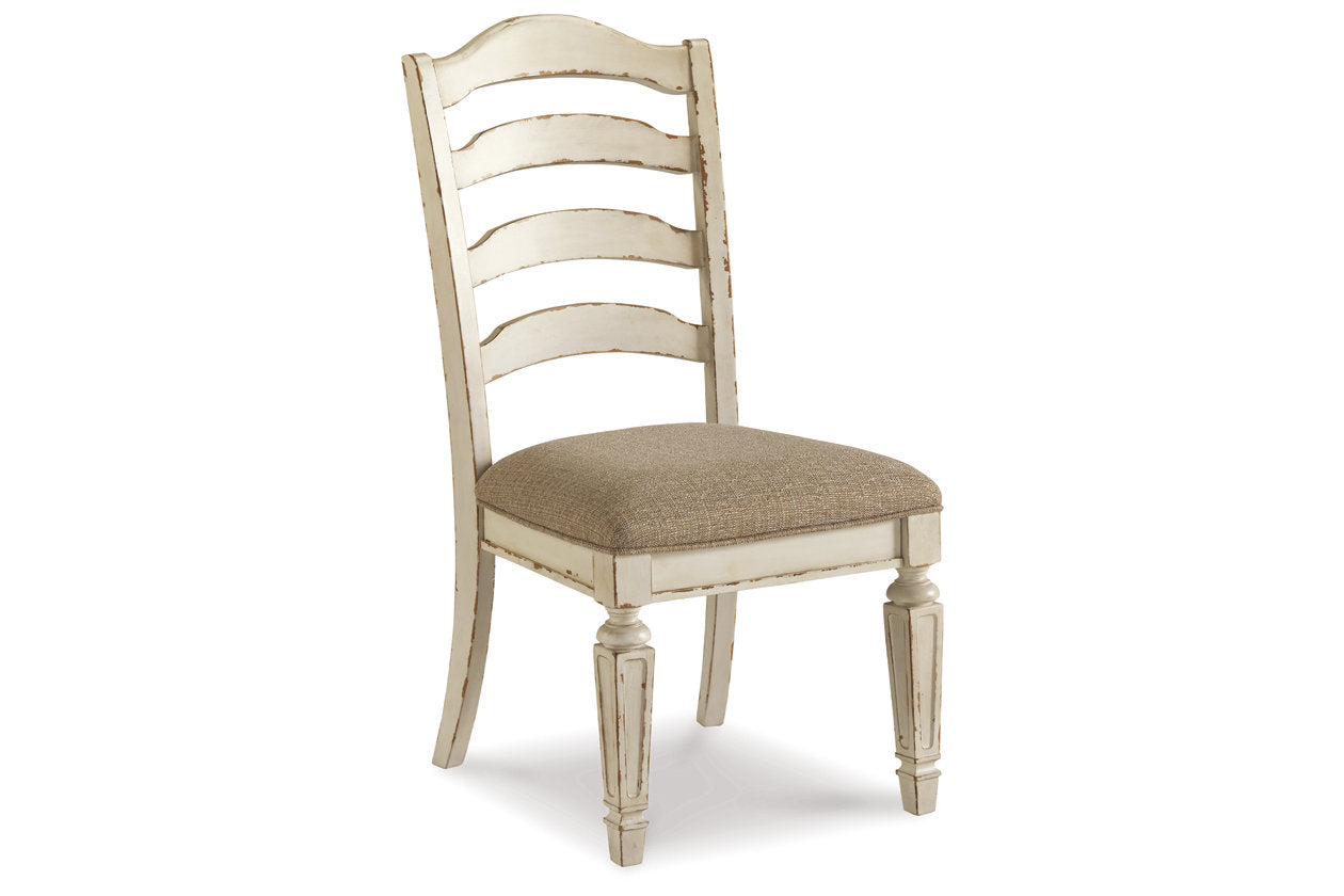 Realyn Chipped White Dining Table and 4 Chairs - Ashley - Luna Furniture