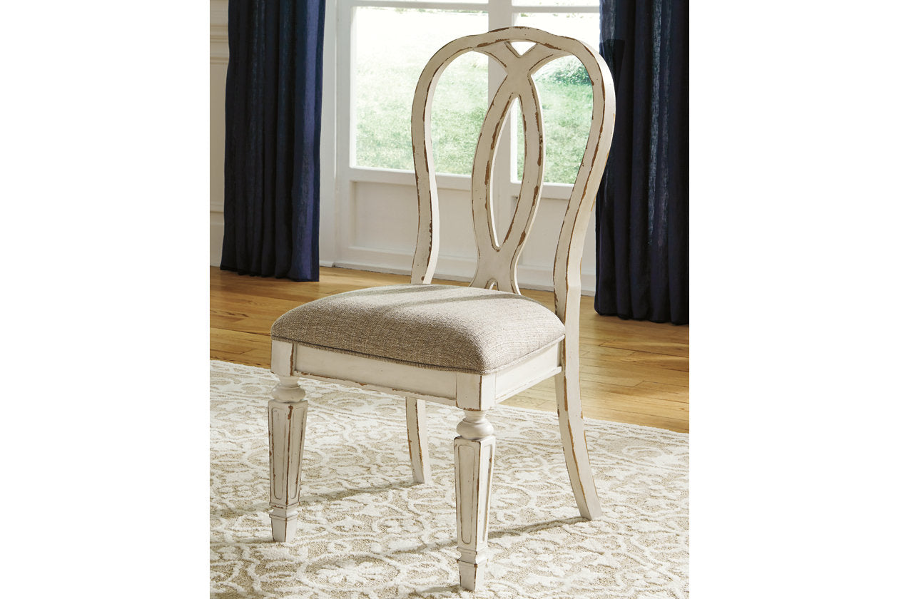 Realyn Chipped White Dining Table and 8 Chairs - Ashley - Luna Furniture