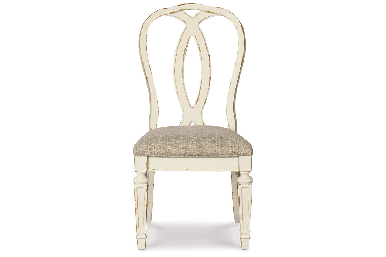 Realyn Chipped White Dining Table and 8 Chairs - Ashley - Luna Furniture
