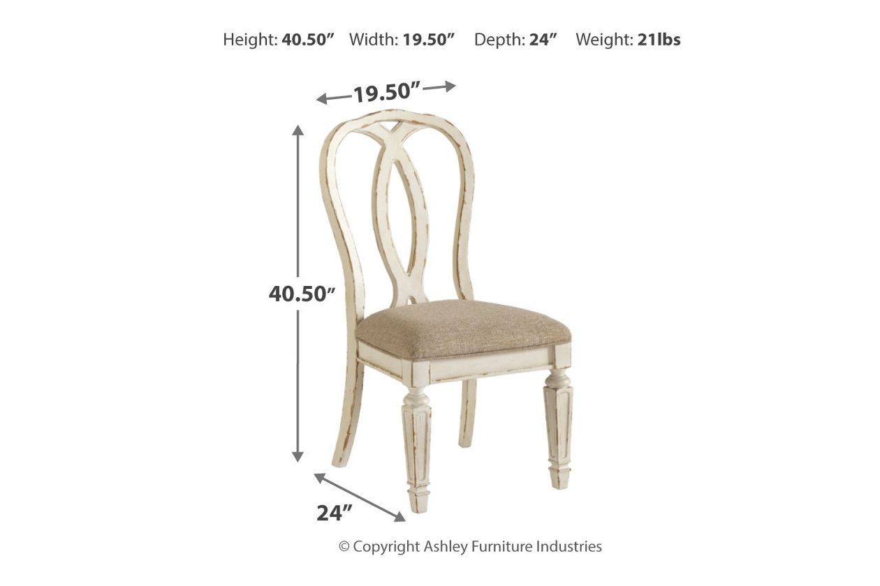 Realyn Chipped White Dining Table and 6 Chairs - Ashley - Luna Furniture