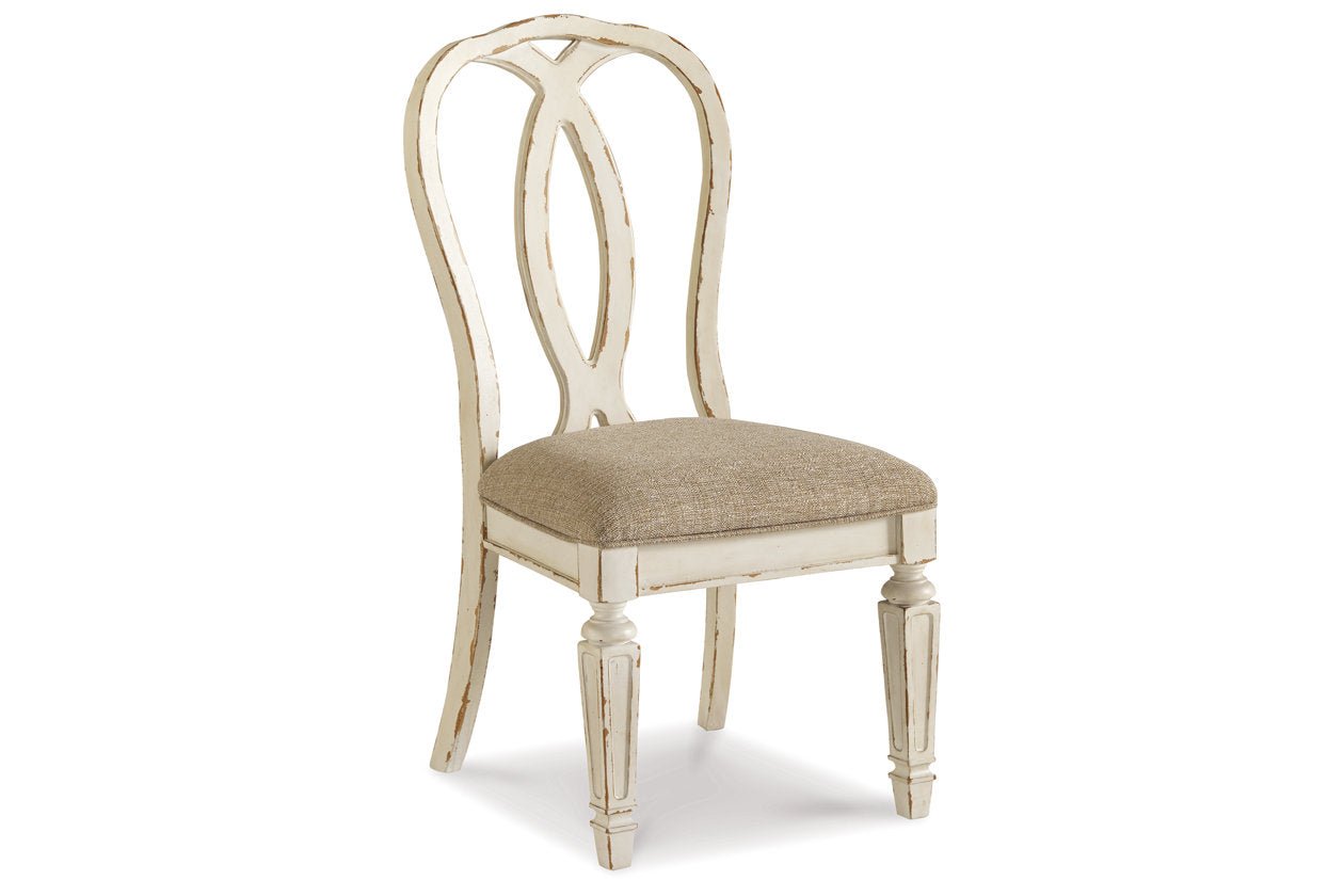 Realyn Chipped White Dining Table and 6 Chairs - Ashley - Luna Furniture