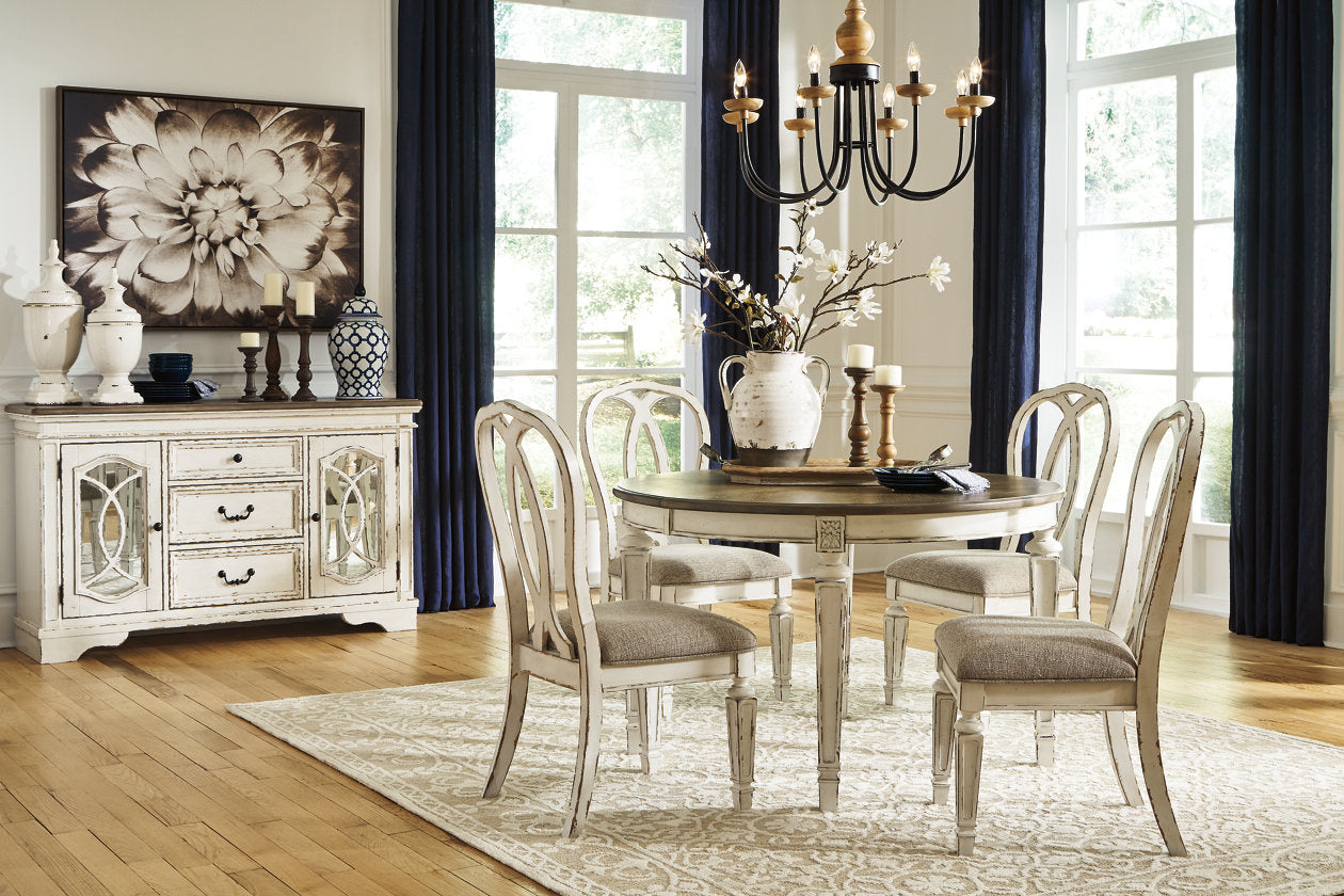Realyn Chipped White Dining Table and 4 Chairs - Ashley - Luna Furniture