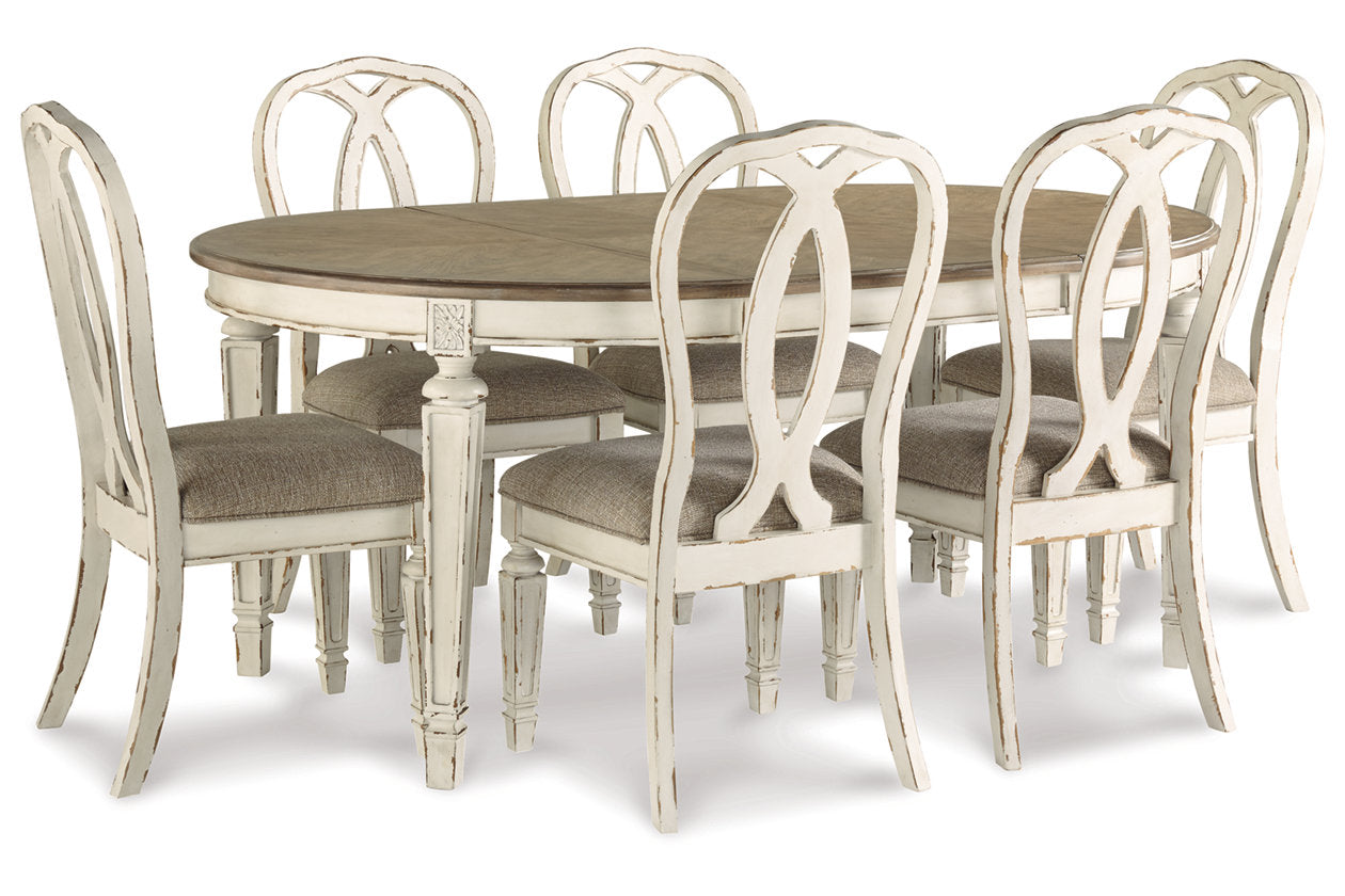 Realyn Chipped White Dining Table and 6 Chairs - Ashley - Luna Furniture