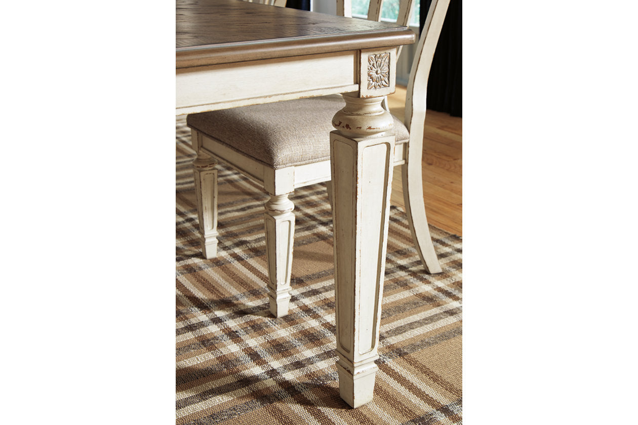 Realyn Chipped White Dining Table and 8 Chairs - Ashley - Luna Furniture