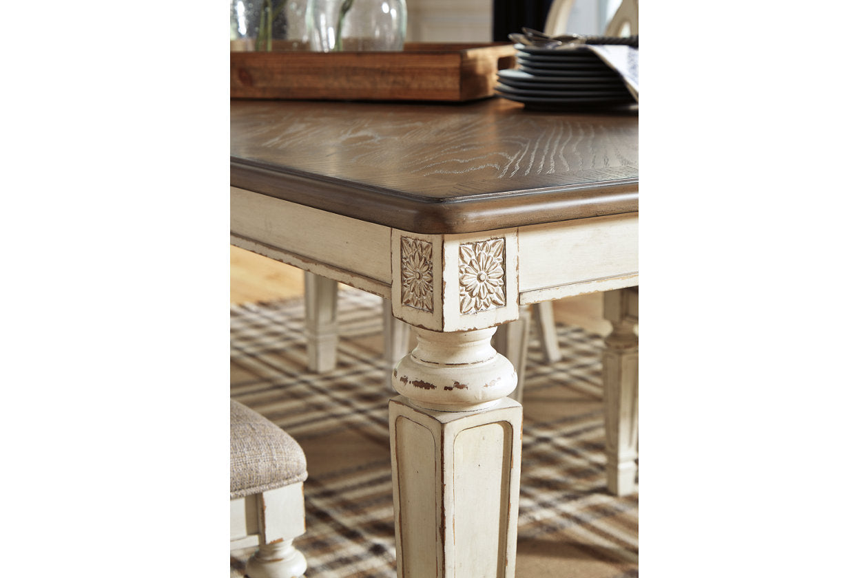 Realyn Chipped White Dining Table and 8 Chairs - Ashley - Luna Furniture