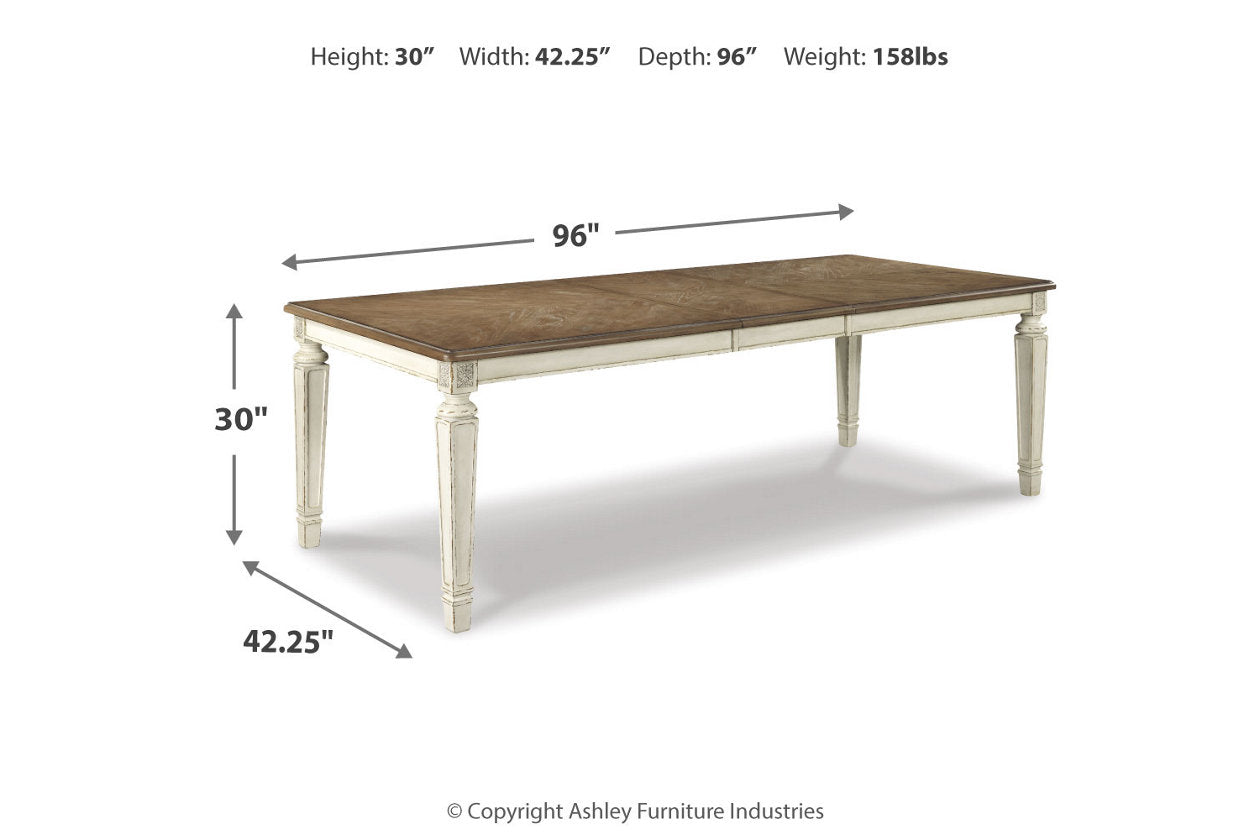 Realyn Chipped White Dining Table and 8 Chairs - Ashley - Luna Furniture