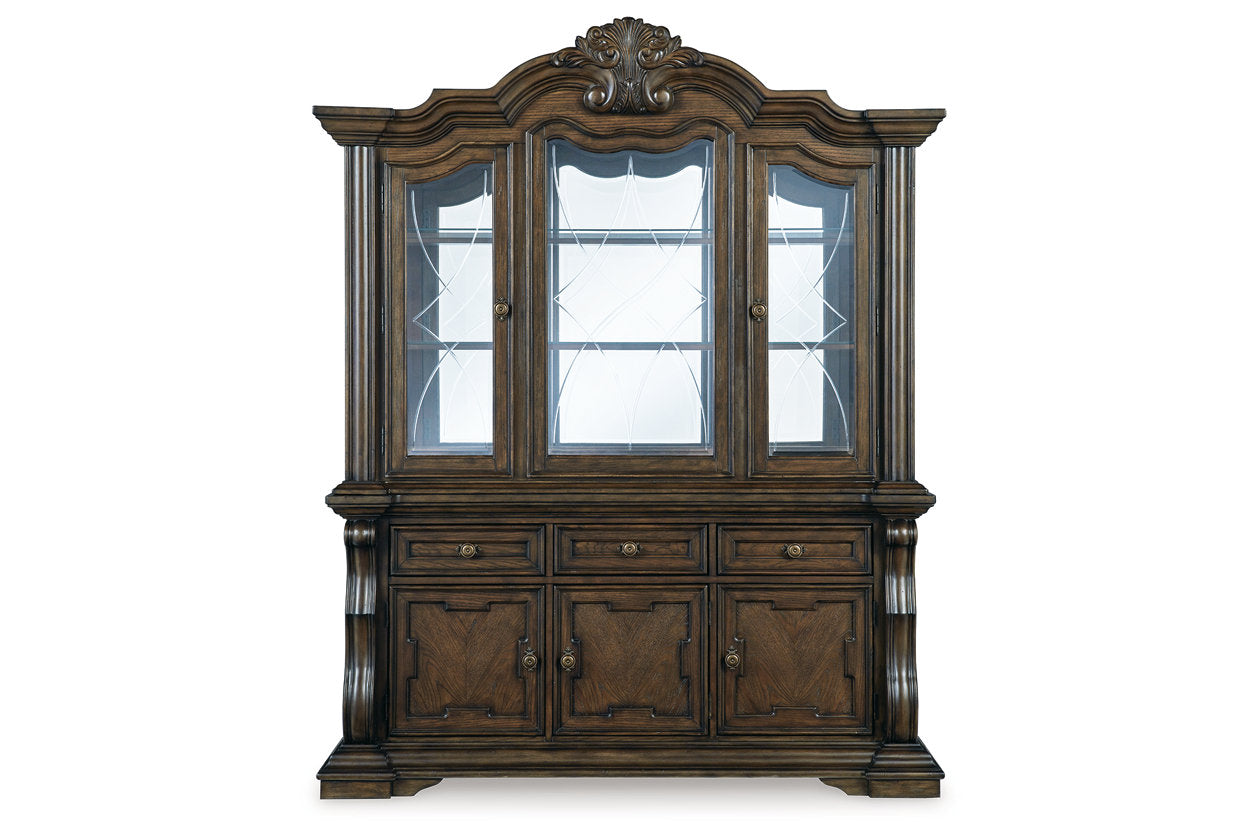 Maylee Dark Brown Dining Buffet and Hutch - Ashley - Luna Furniture