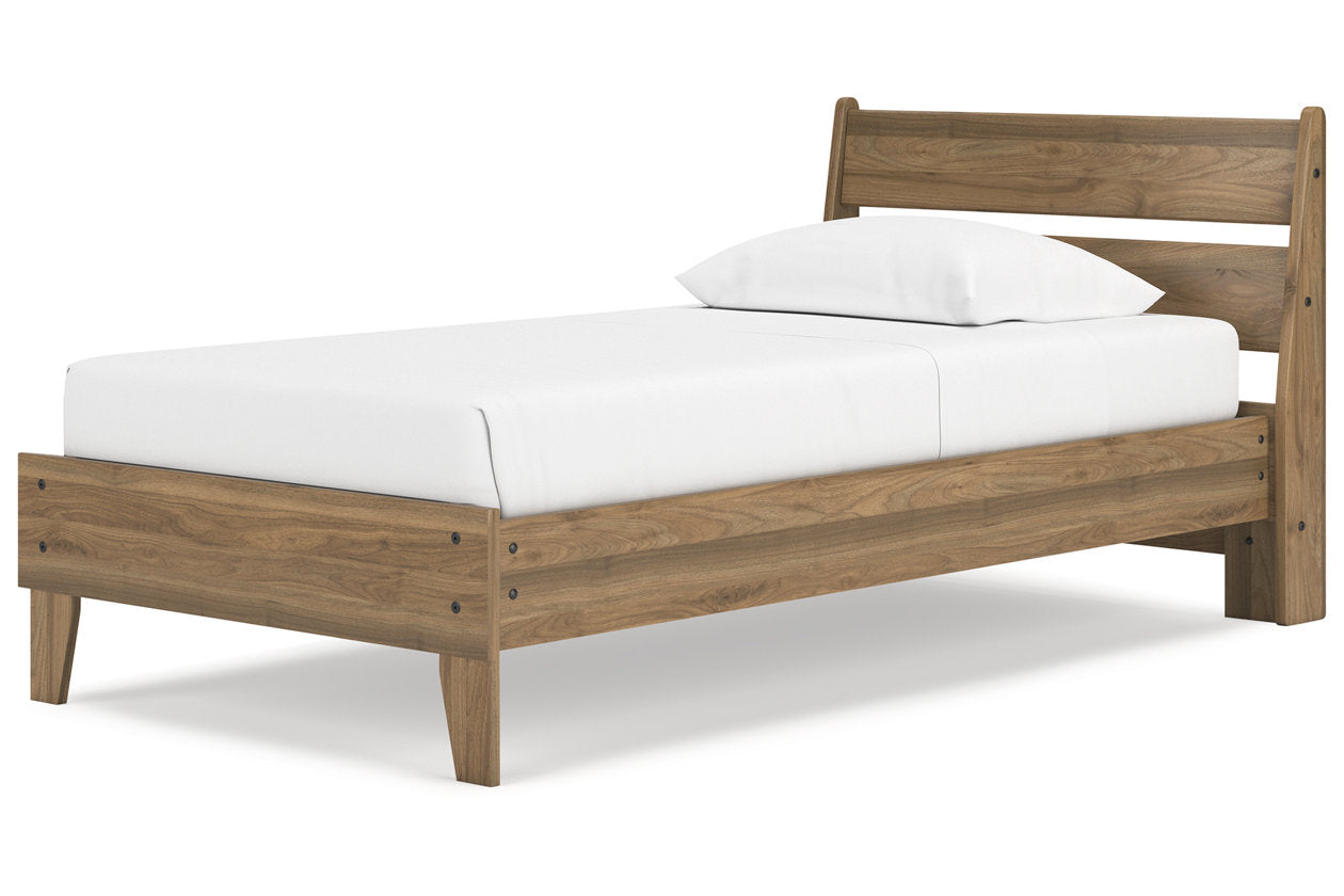 Deanlow Honey Twin Platform Panel Bed - Ashley - Luna Furniture