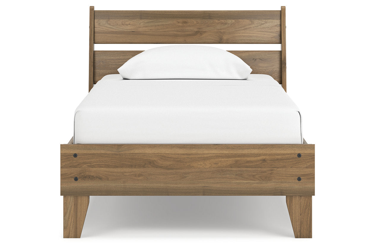 Deanlow Honey Twin Platform Panel Bed - Ashley - Luna Furniture