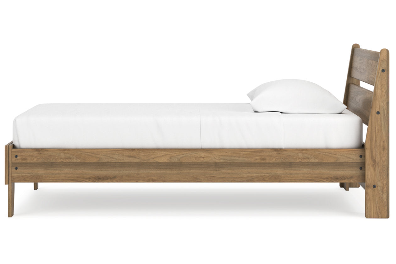 Deanlow Honey Twin Platform Panel Bed - Ashley - Luna Furniture