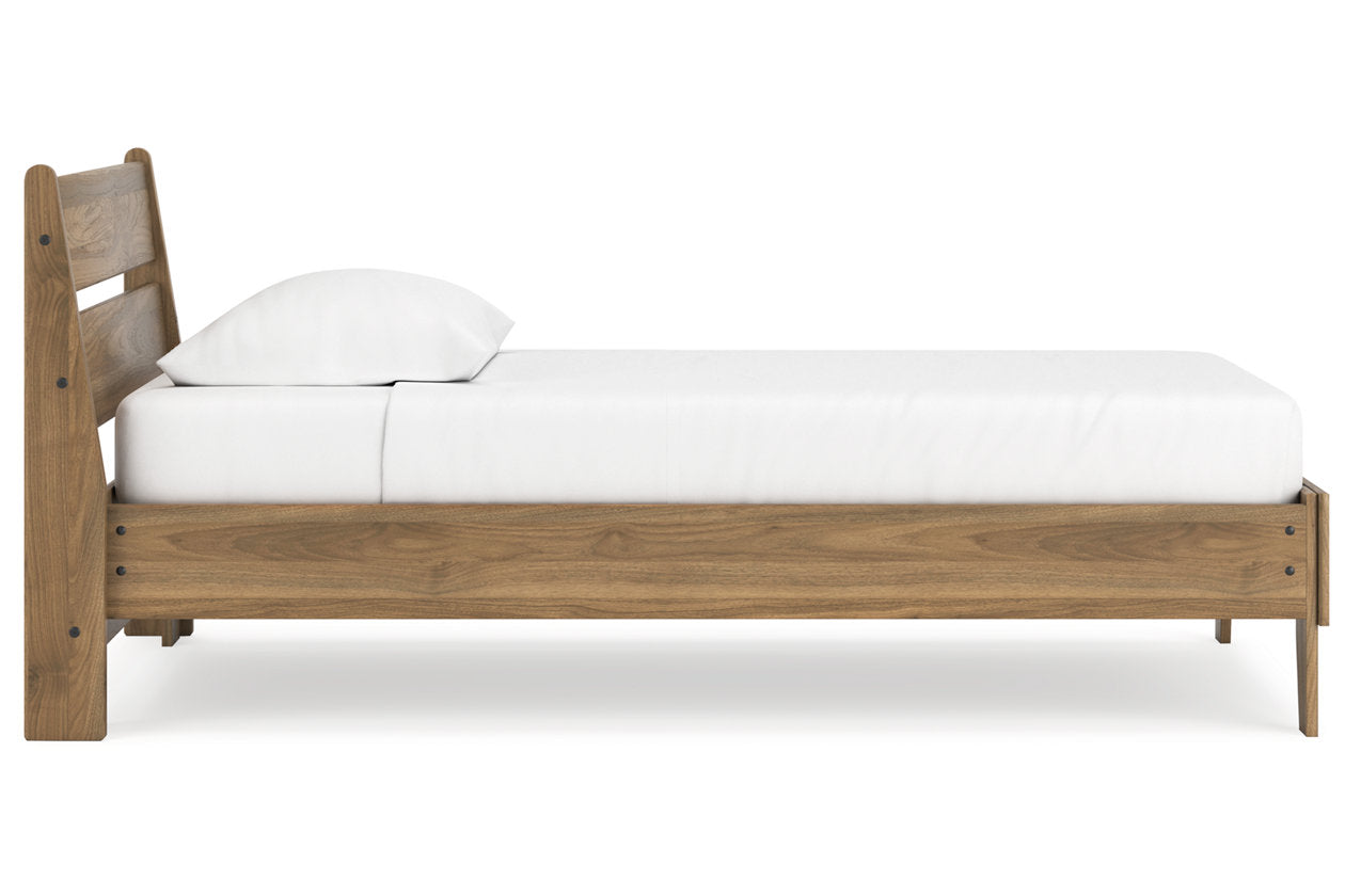 Deanlow Honey Twin Platform Panel Bed - Ashley - Luna Furniture