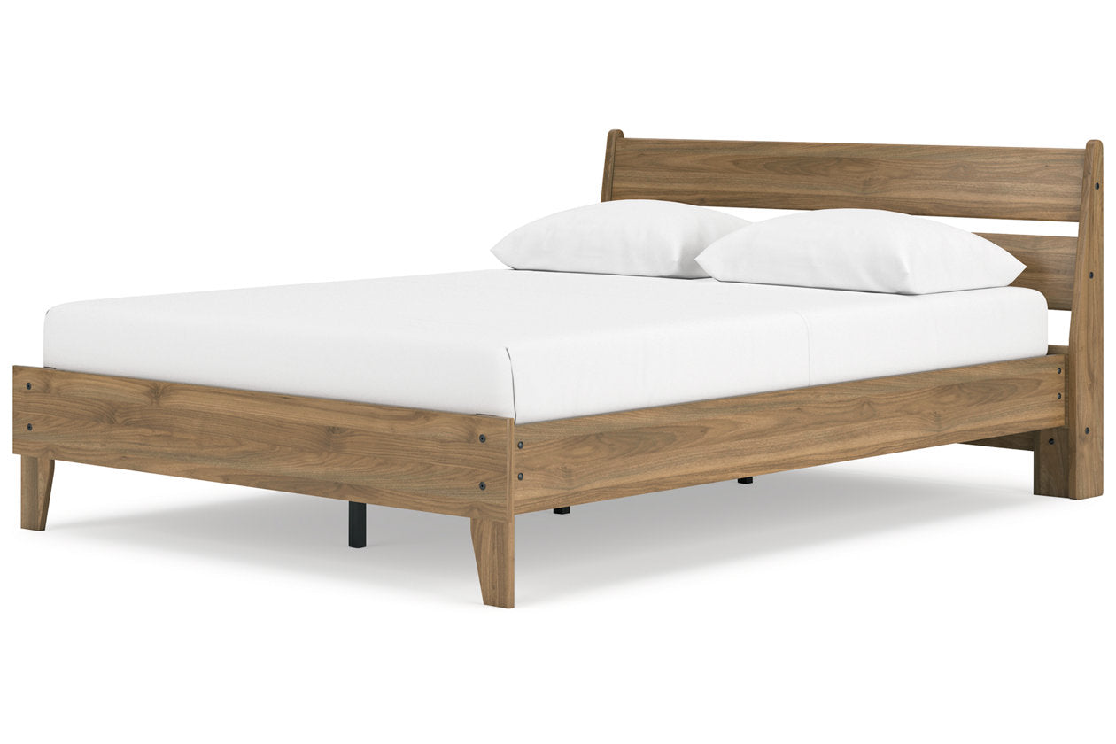 Deanlow Honey Queen Platform Panel Bed - Ashley - Luna Furniture