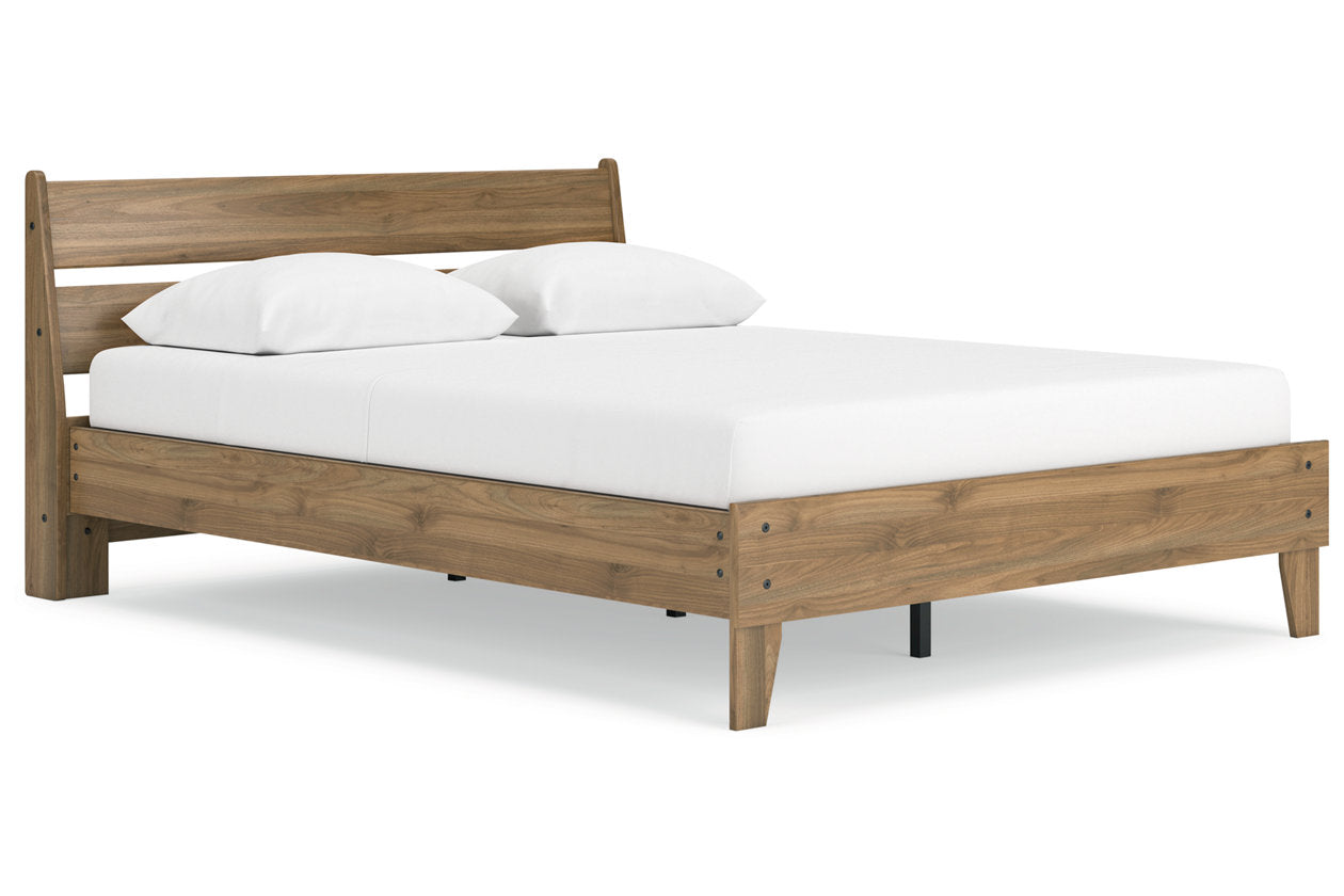 Deanlow Honey Queen Platform Panel Bed - Ashley - Luna Furniture