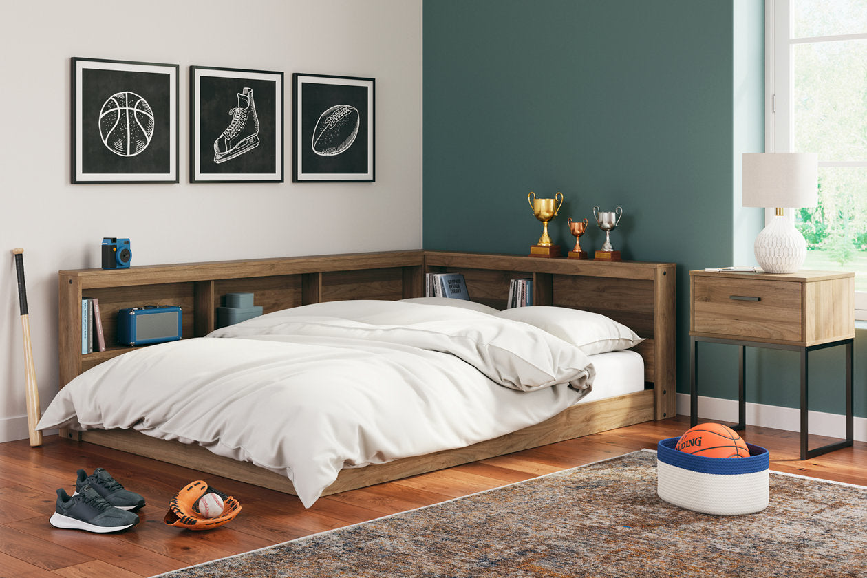 Deanlow Honey Full Bookcase Storage Bed - Ashley - Luna Furniture