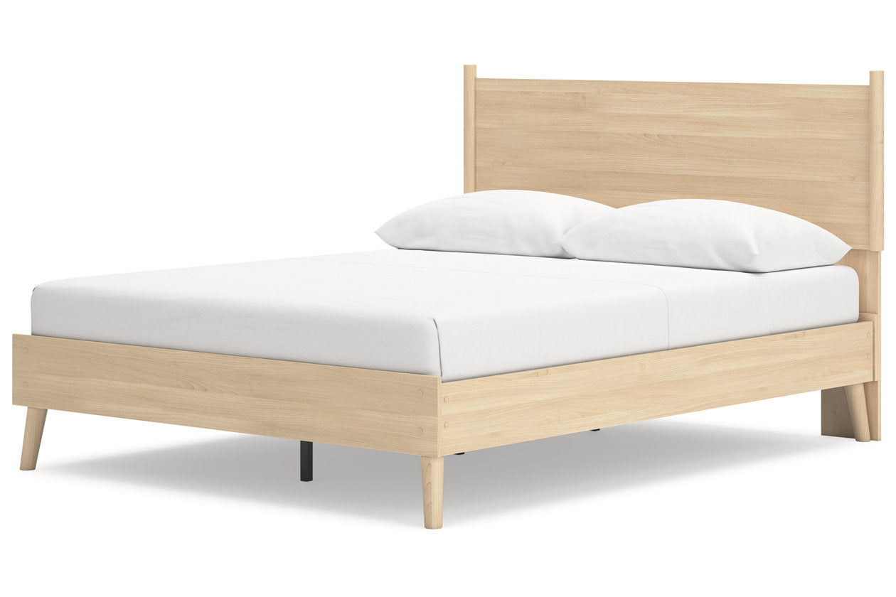 Cabinella Tan Queen Platform Panel Bed - Ashley - Luna Furniture