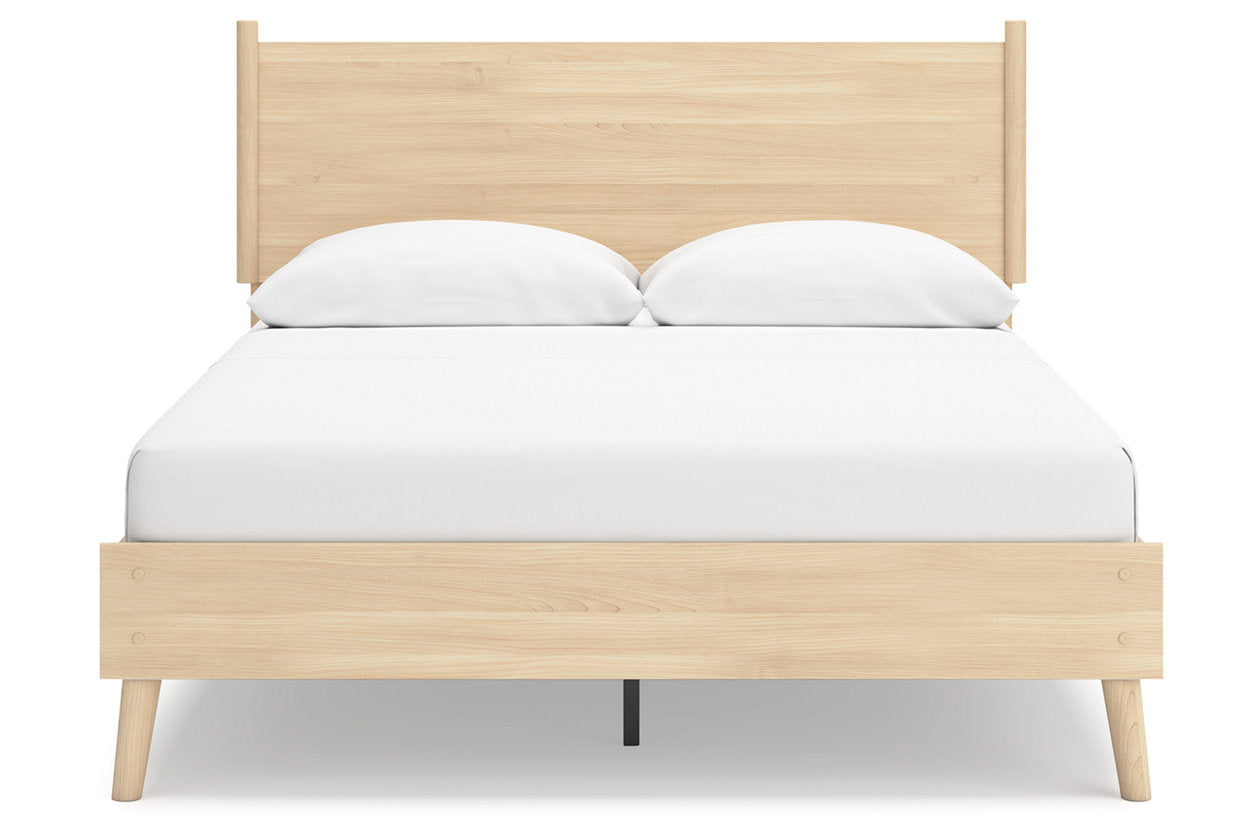 Cabinella Tan Queen Platform Panel Bed - Ashley - Luna Furniture