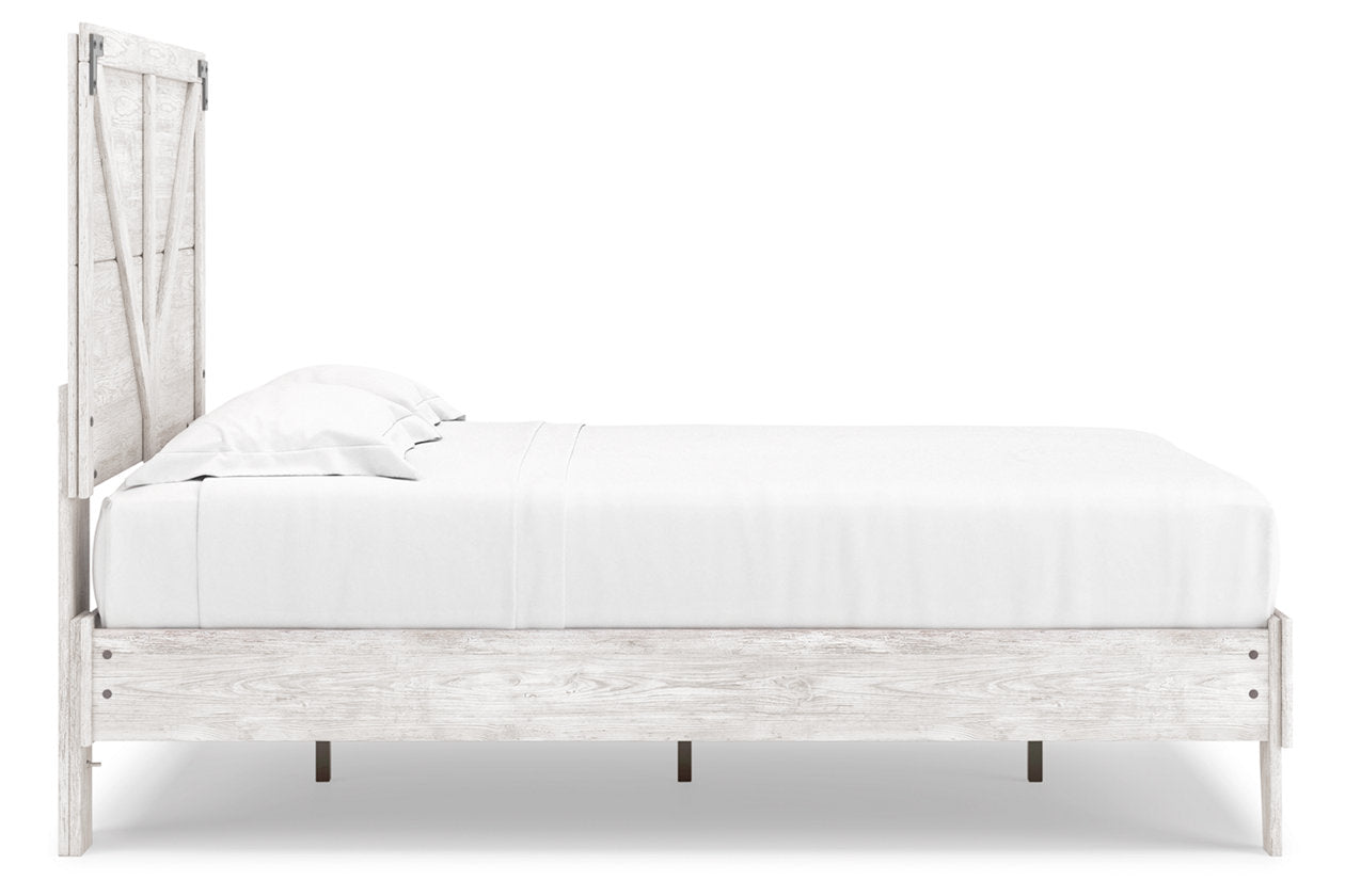 Shawburn White/Dark Charcoal Gray Full Crossbuck Panel Platform Bed from Ashley - Luna Furniture