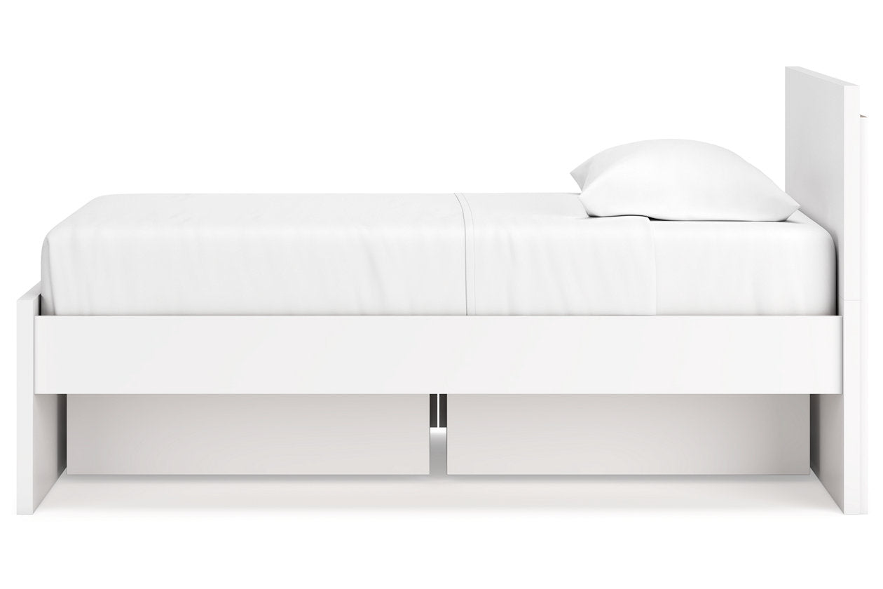 Onita White Twin Panel Platform Bed with 1 Side Storage - Ashley - Luna Furniture
