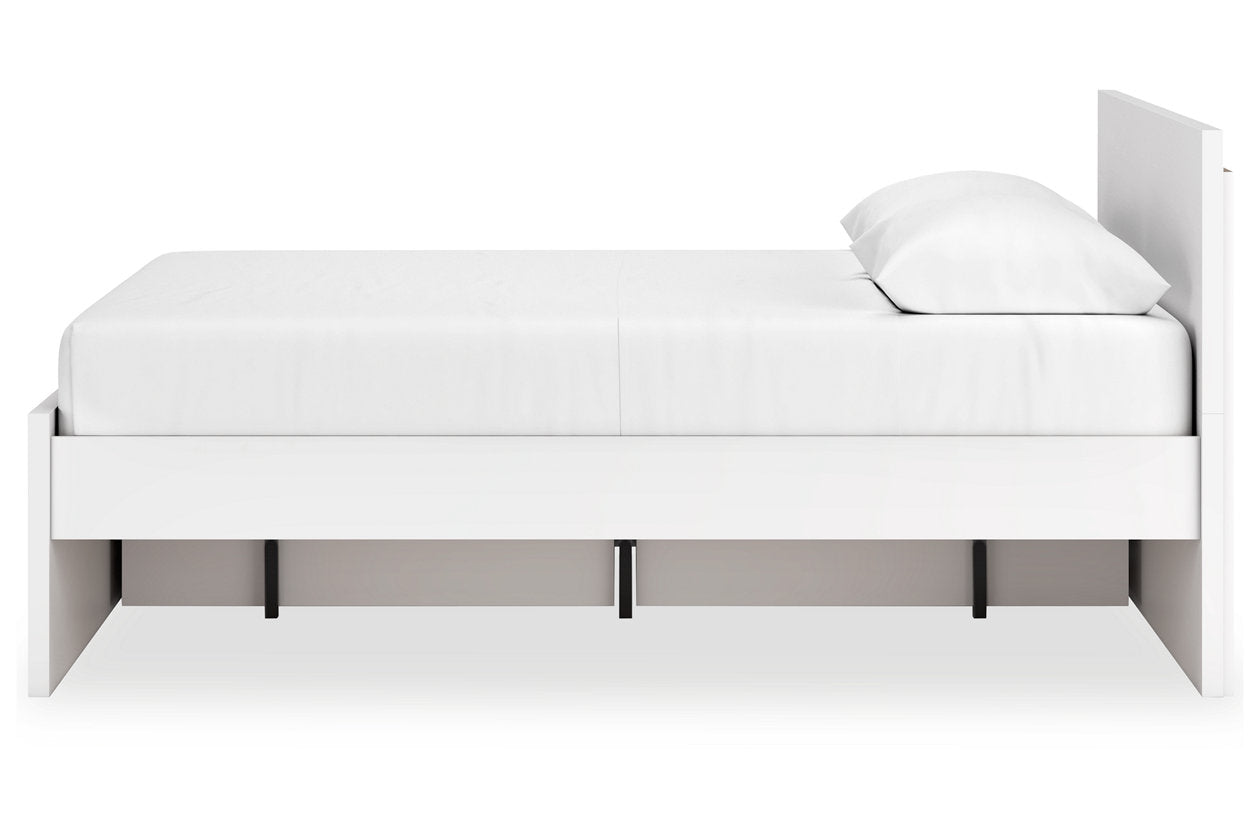Onita White Queen Platform Bed with 1 Side Storage - Ashley - Luna Furniture