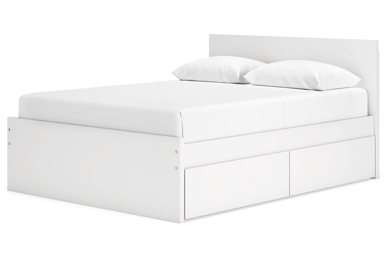 Onita White Queen Platform Bed with 2 Side Storage - Ashley - Luna Furniture