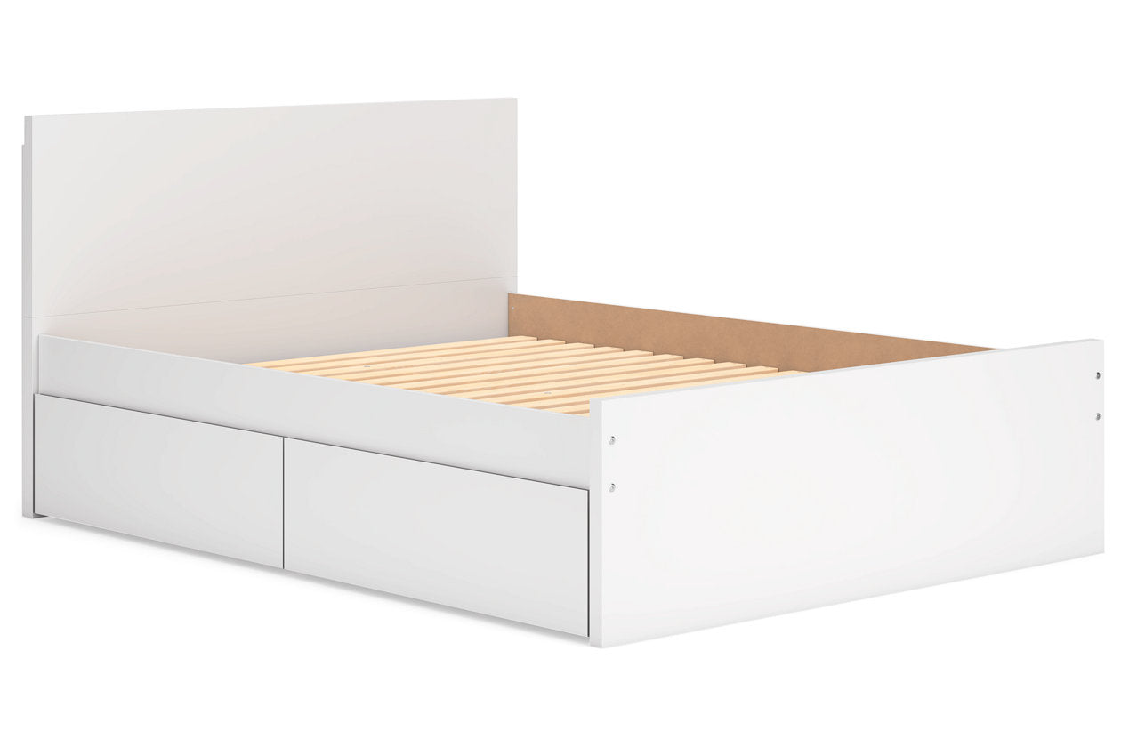 Onita White Queen Platform Bed with 2 Side Storage - Ashley - Luna Furniture