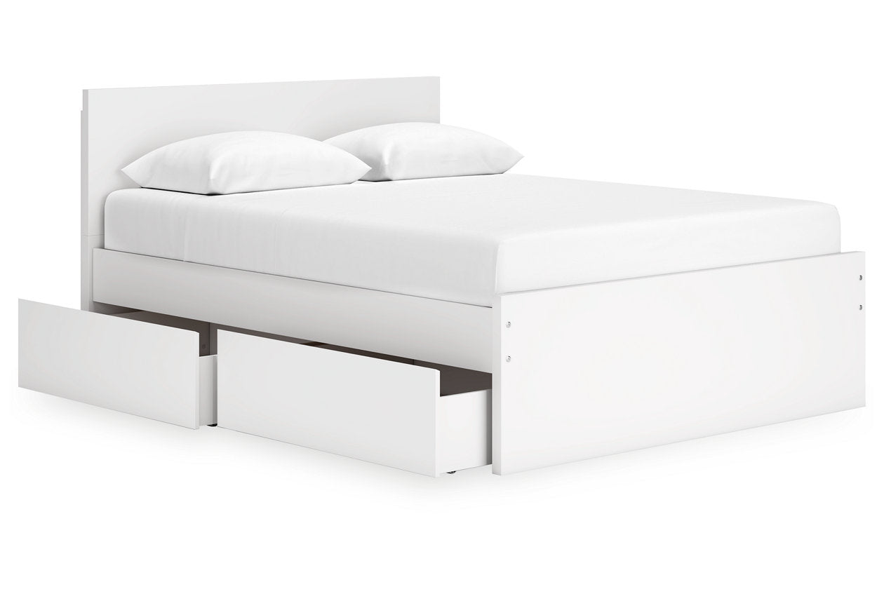 Onita White Queen Platform Bed with 2 Side Storage - Ashley - Luna Furniture