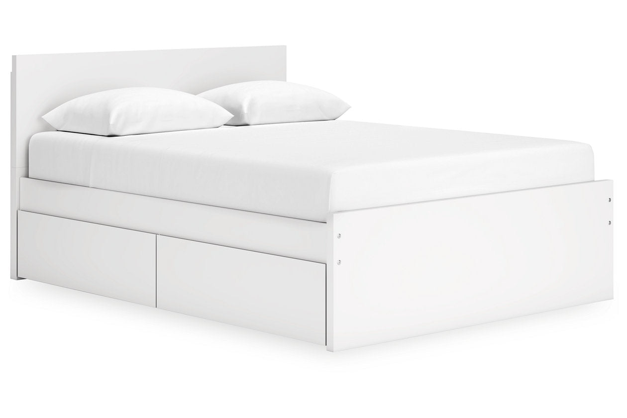 Onita White Queen Platform Bed with 2 Side Storage - Ashley - Luna Furniture