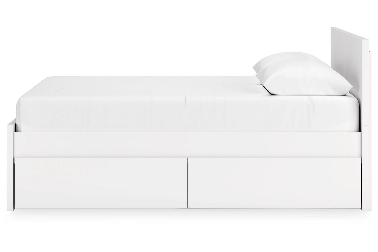 Onita White Queen Platform Bed with 2 Side Storage - Ashley - Luna Furniture